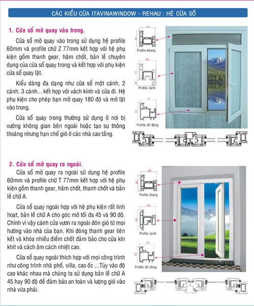 cửa nhựa itavinawindow, cửa thái bảo, các kiểu cửa itavinawindow - rehau - hệ cửa sổ